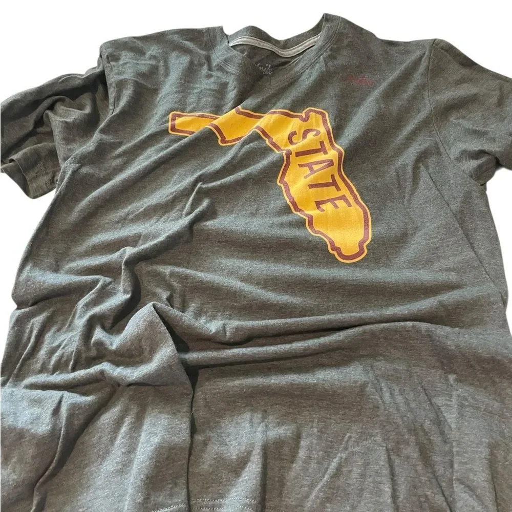 Nike Gray V-neck Tee with Yellow Florida State Graphic